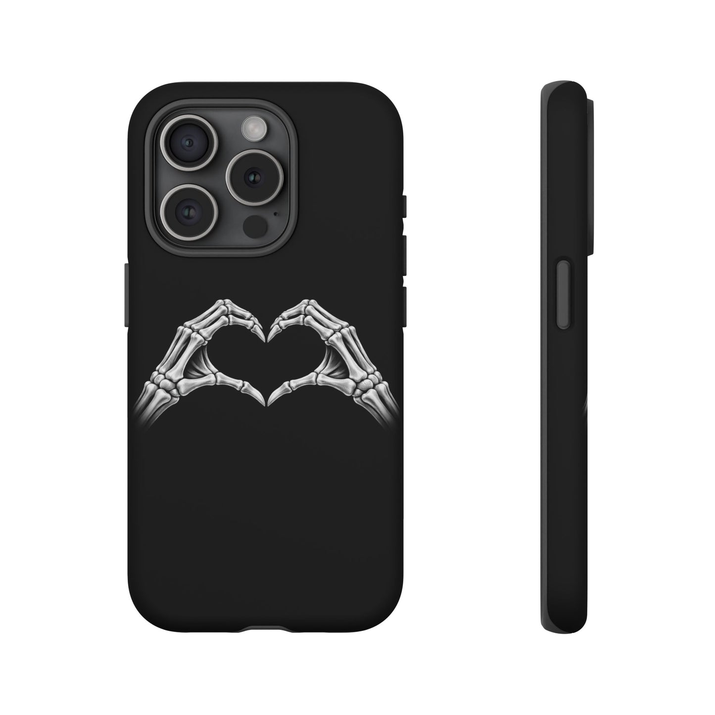 Skeleton Hands Heart Phone Case | Gothic Black Protective Cover