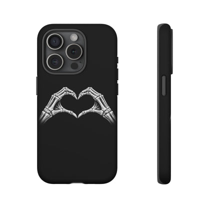 Skeleton Hands Heart Phone Case | Gothic Black Protective Cover