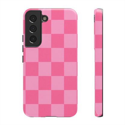 Pink Checkerboard Phone Case | Cute Aesthetic Checkered iPhone & Samsung Tough Case