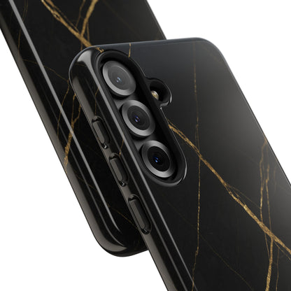 Black Marble Phone Case with Gold Veins | Minimal Luxury Tough Case