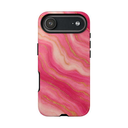 Pink Marble Phone Case | Rose Gold Swirl Aesthetic Tough Protective Case