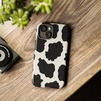 Black & White Cow Print Phone Case | Western Aesthetic iPhone & Samsung Tough Case