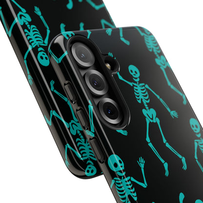 Dancing Teal Skeletons Phone Case | Tough Protective Case for Iphone, Samsung Galaxy and Pixel