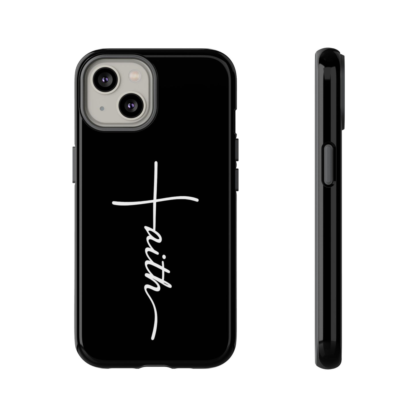 Faith Cross Phone Case, Christian Aesthetic Minimalist Black Matte Case, Religious Gift iPhone Samsung Cover