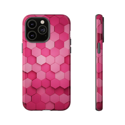 Hot Pink Hexagon Phone Case | Honeycomb Geometric Aesthetic | Cute Pink iPhone & Samsung Tough Protective Case