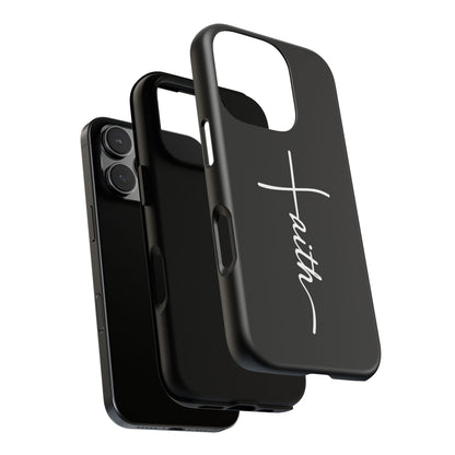 Faith Cross Phone Case, Christian Aesthetic Minimalist Black Matte Case, Religious Gift iPhone Samsung Cover