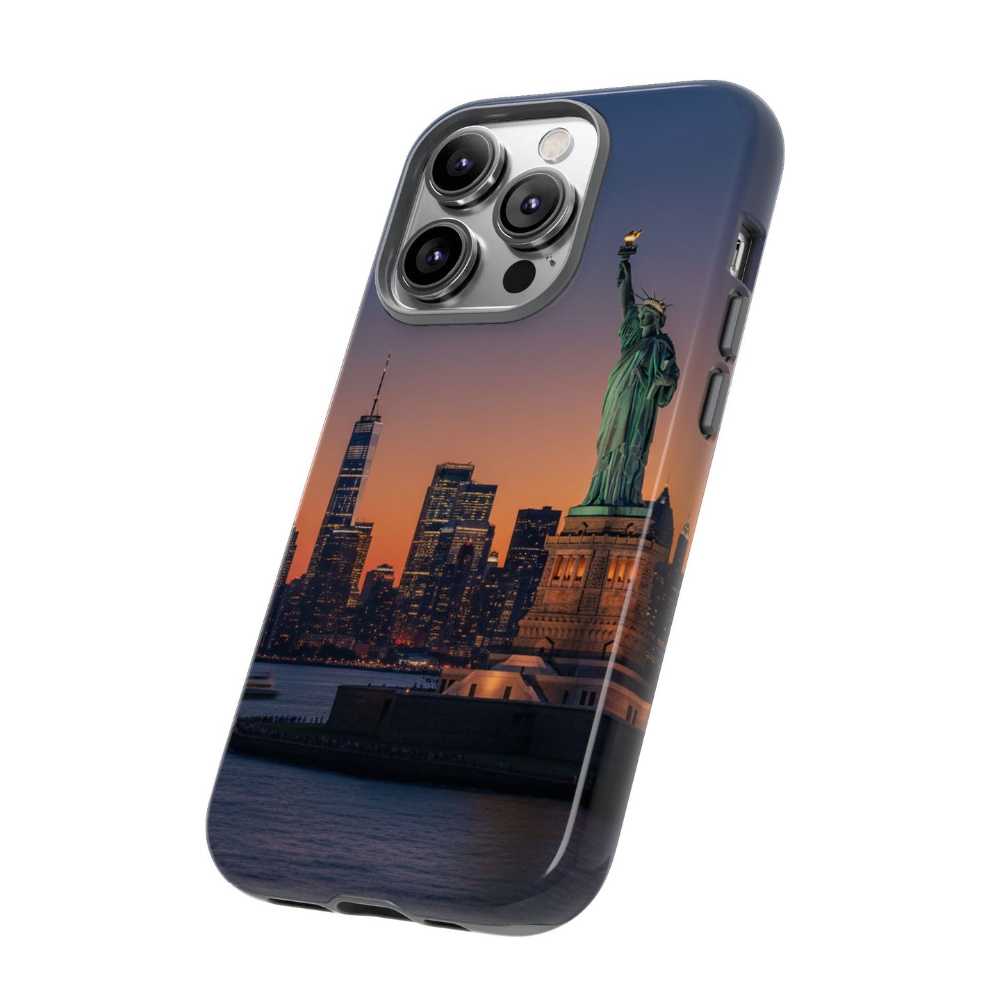 Statue of Liberty Sunset Phone Case – New York City Skyline Travel Aesthetic Tough Case