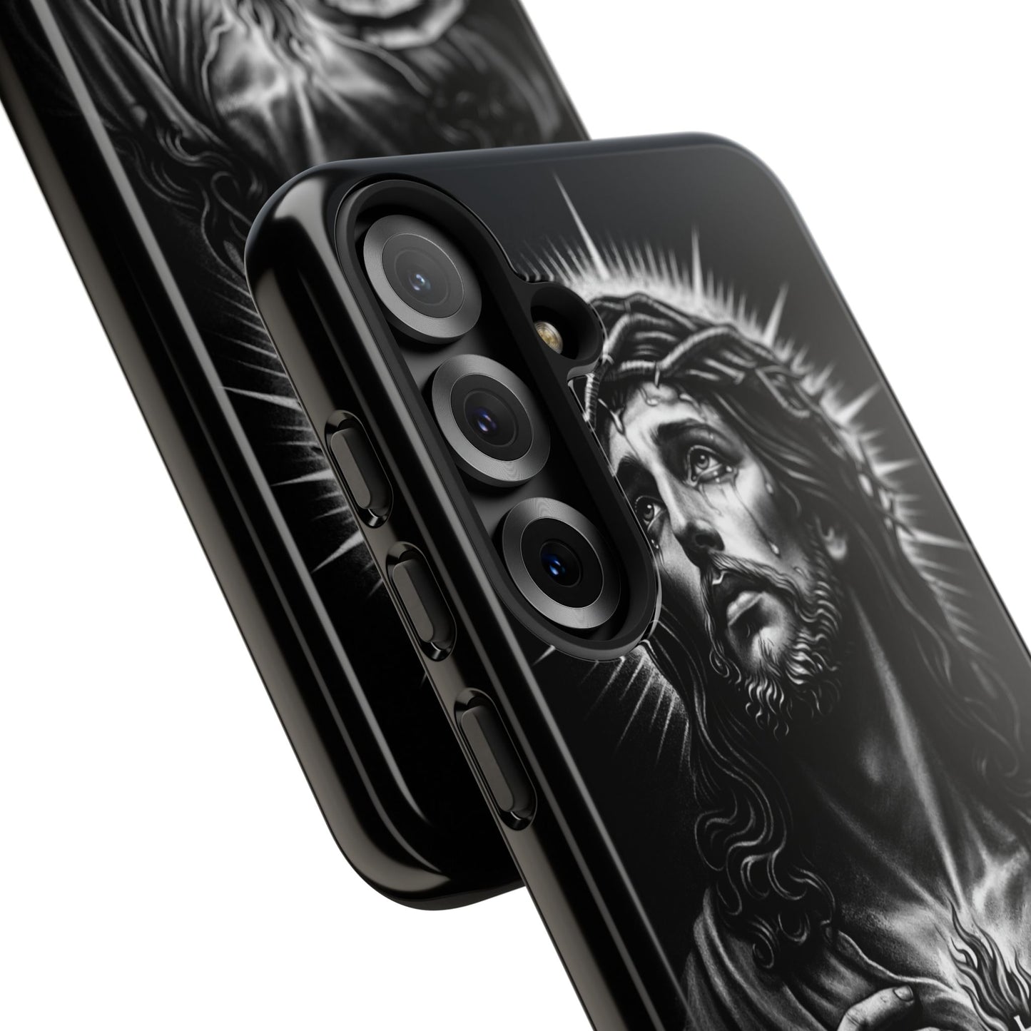 Jesus Sacred Heart Phone Case Black White Christian Faith Aesthetic