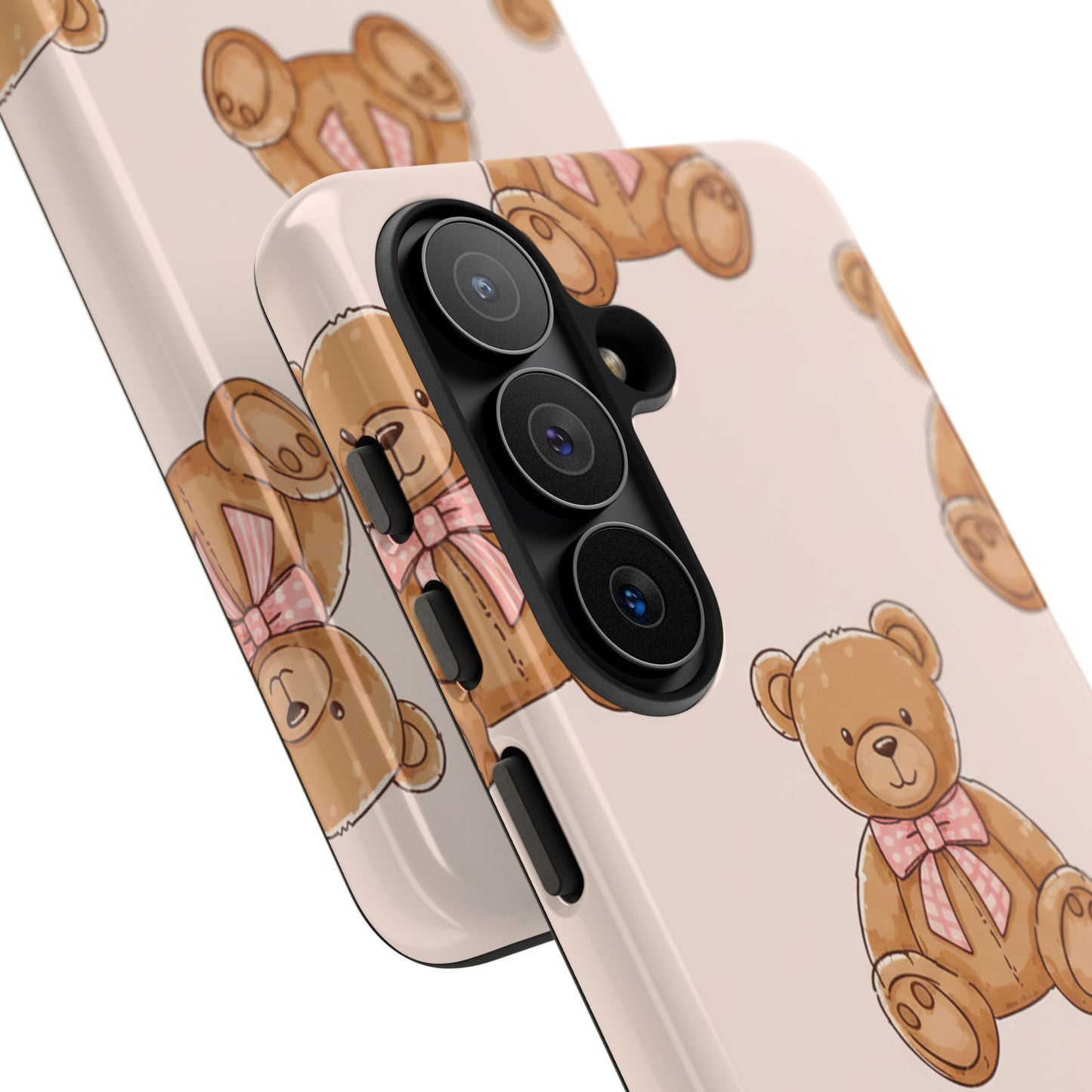Teddy Bear Phone Case | Cute Coquette Aesthetic Pink Bear Pattern Case | Kawaii Soft Girl iPhone & Samsung Tough Protective Case