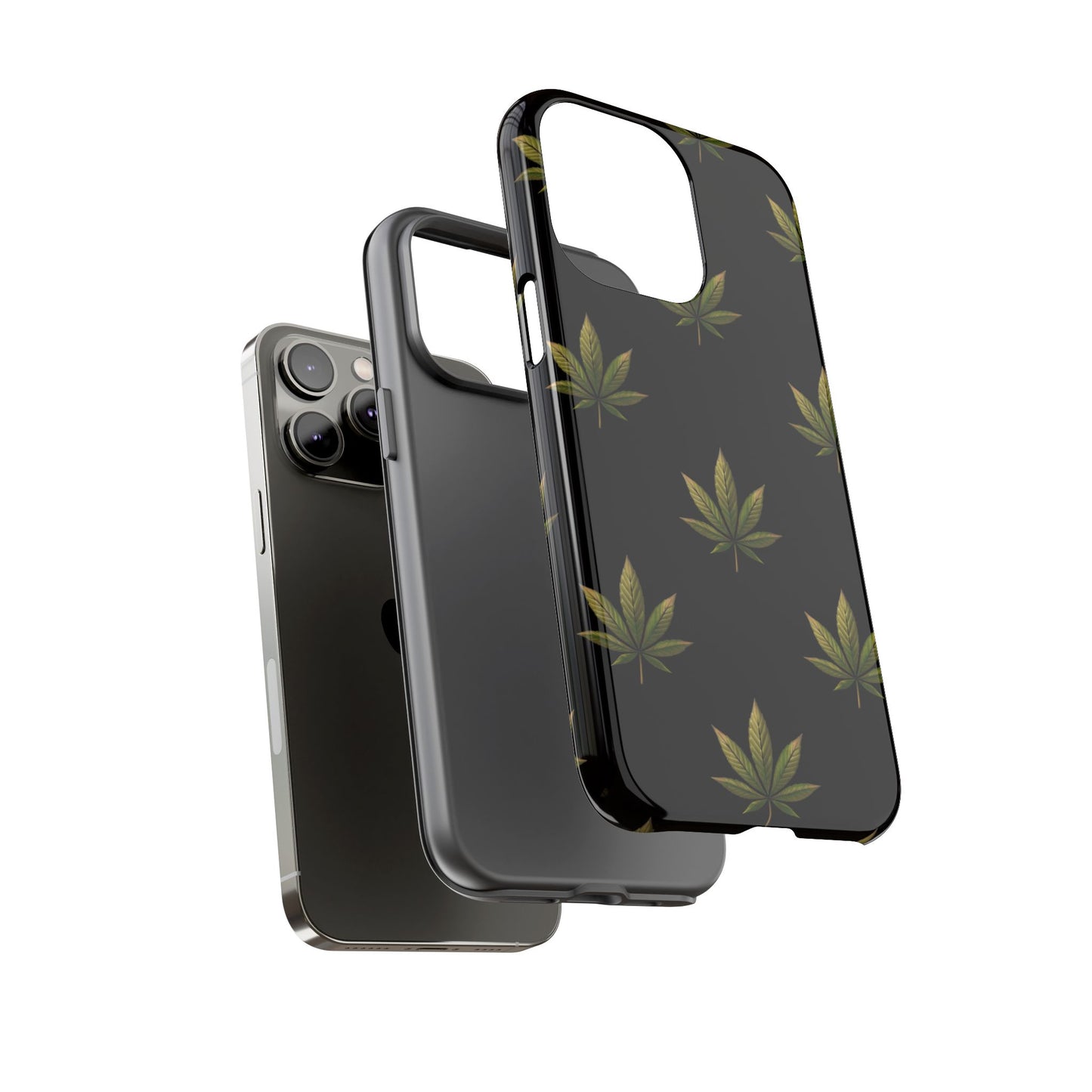 Cannabis Leaf Phone Case Green Weed Leaf Pattern Tough Protective Cover