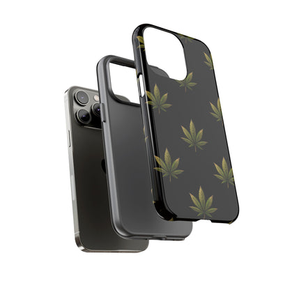 Cannabis Leaf Phone Case Green Weed Leaf Pattern Tough Protective Cover