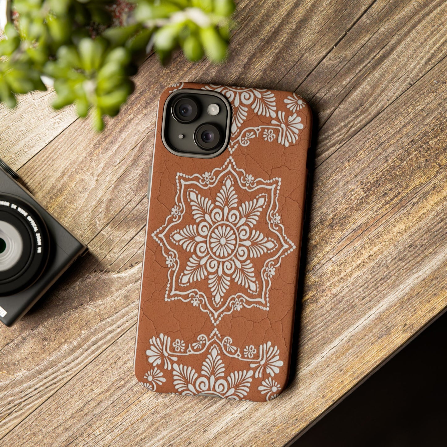 Talavera Terracotta Phone Case | Mexican Floral Pattern iPhone & Samsung Tough Case | Boho Clay Aesthetic Cover