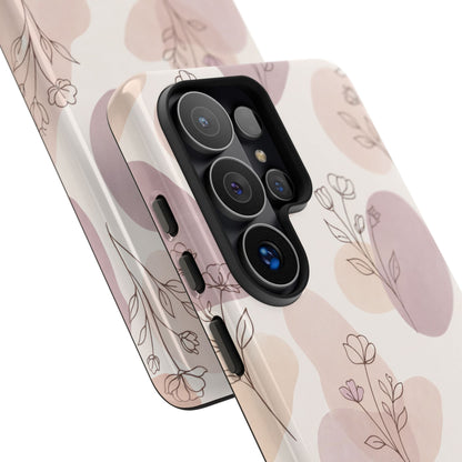 Blush Floral Phone Case Neutral Botanical Watercolor Tough Cover