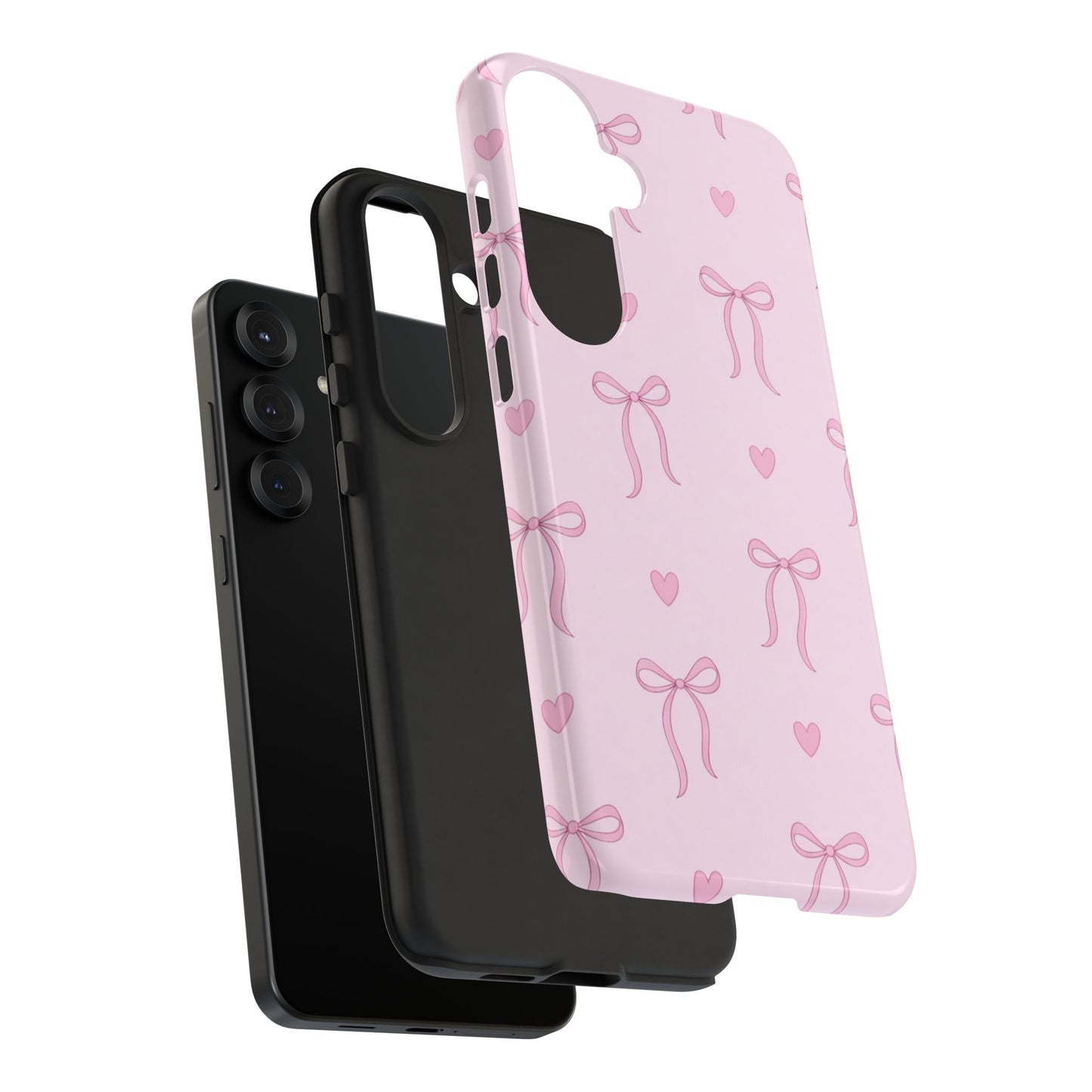 Pink Bow Heart Aesthetic Phone Case – Coquette Cute Tough Cover