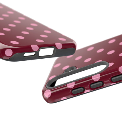 Pink Polka Dot Phone Case – Cute Aesthetic Tough Protective Phone Cover for Iphone, Samsung Galaxy and Pixel