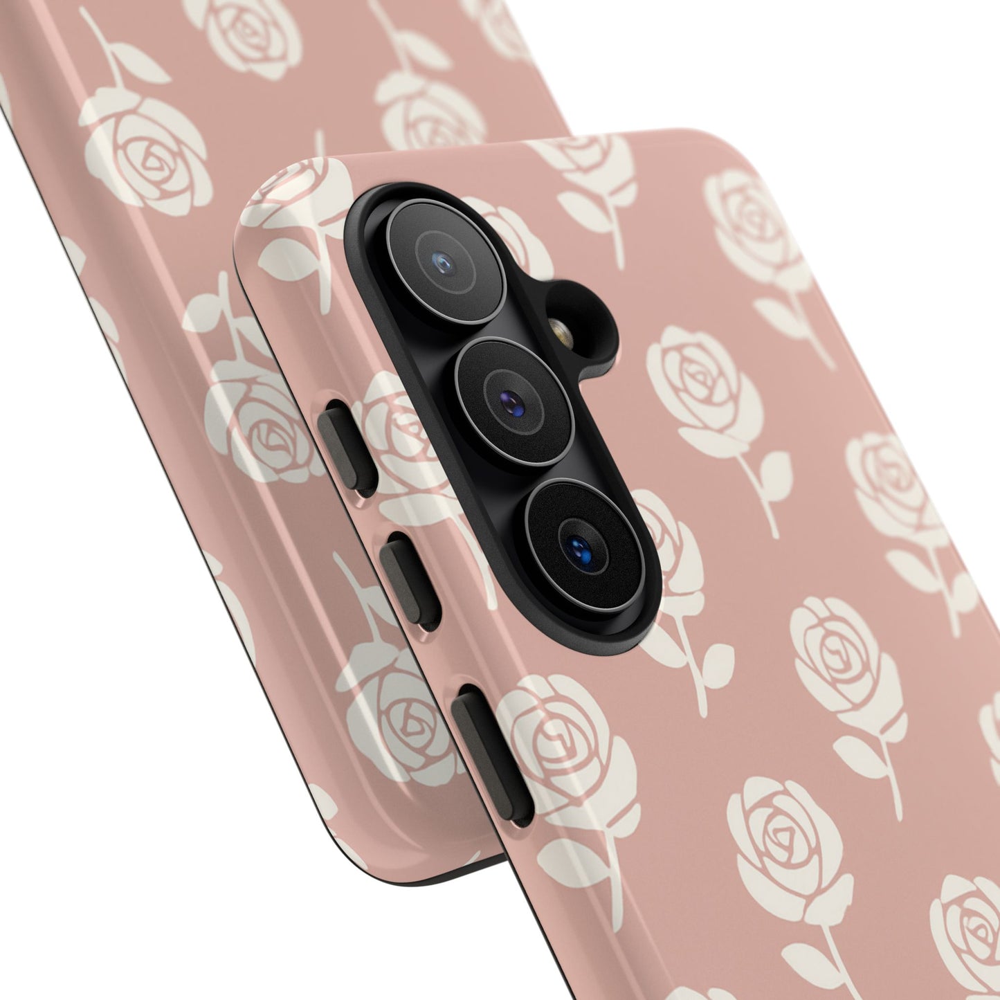 White Rose Pattern Tough Phone Case | Elegant Floral Aesthetic Case for Iphone, Samsung Galaxy and Pixel