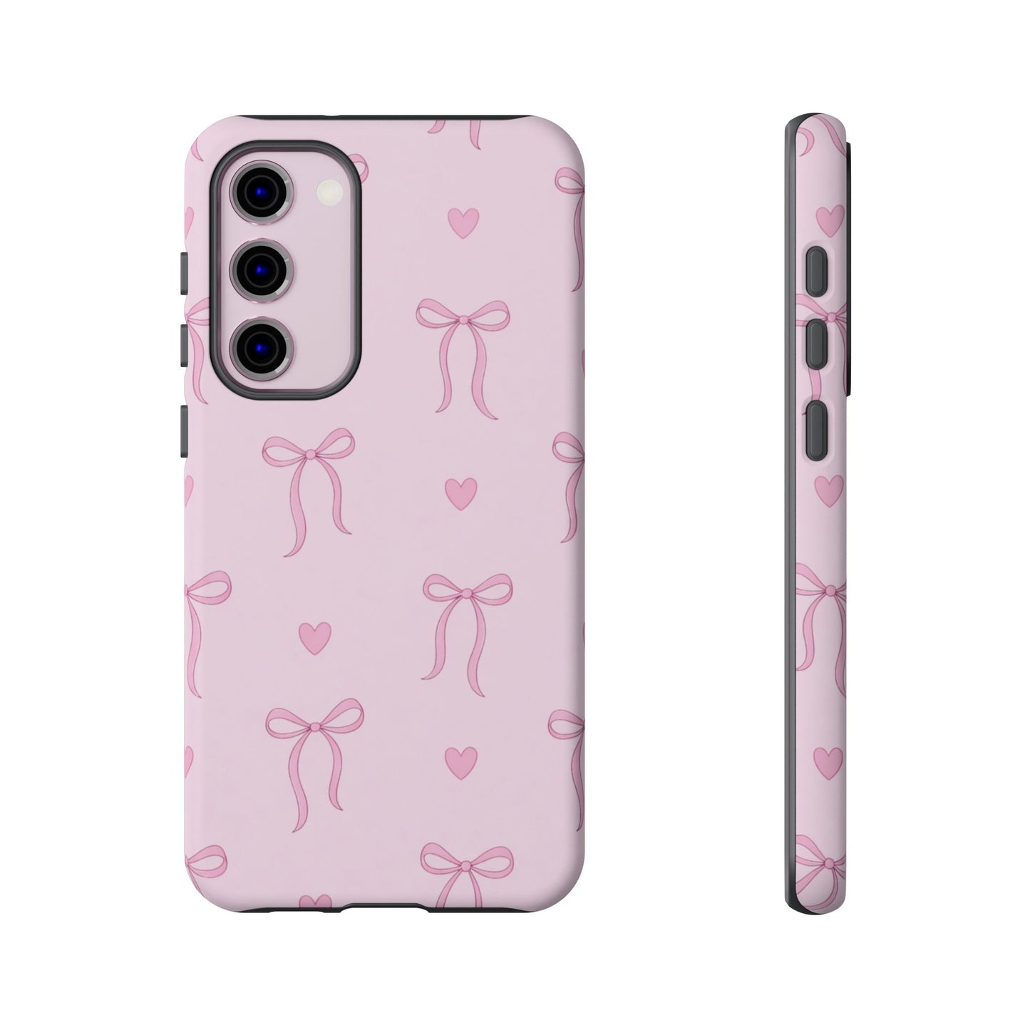 Pink Bow Heart Aesthetic Phone Case – Coquette Cute Tough Cover