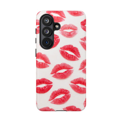 Red Lipstick Kiss Phone Case – Sexy Lip Print Pattern Tough Protective Cover