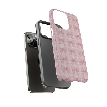 Pink Bow Pattern Phone Case – Soft Coquette Aesthetic Tough Case