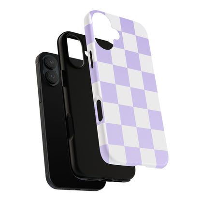 Lavender Checkerboard Phone Case | Pastel Aesthetic Checkered iPhone & Samsung Tough Case