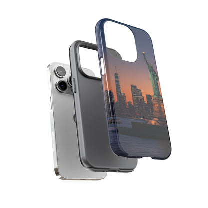 Statue of Liberty Sunset Phone Case – New York City Skyline Travel Aesthetic Tough Case