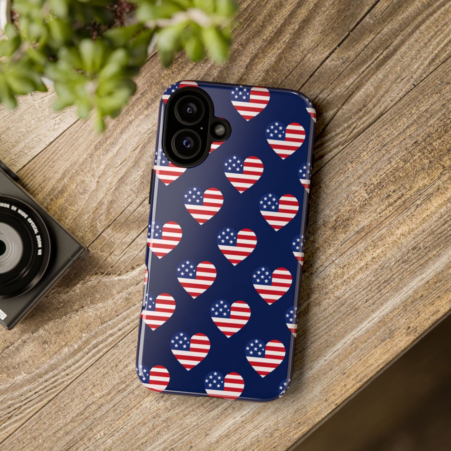 Patriotic American Flag Heart Phone Case – Tough Shockproof, USA Stars & Stripes for Iphone, Samsung Galaxy and Pixel