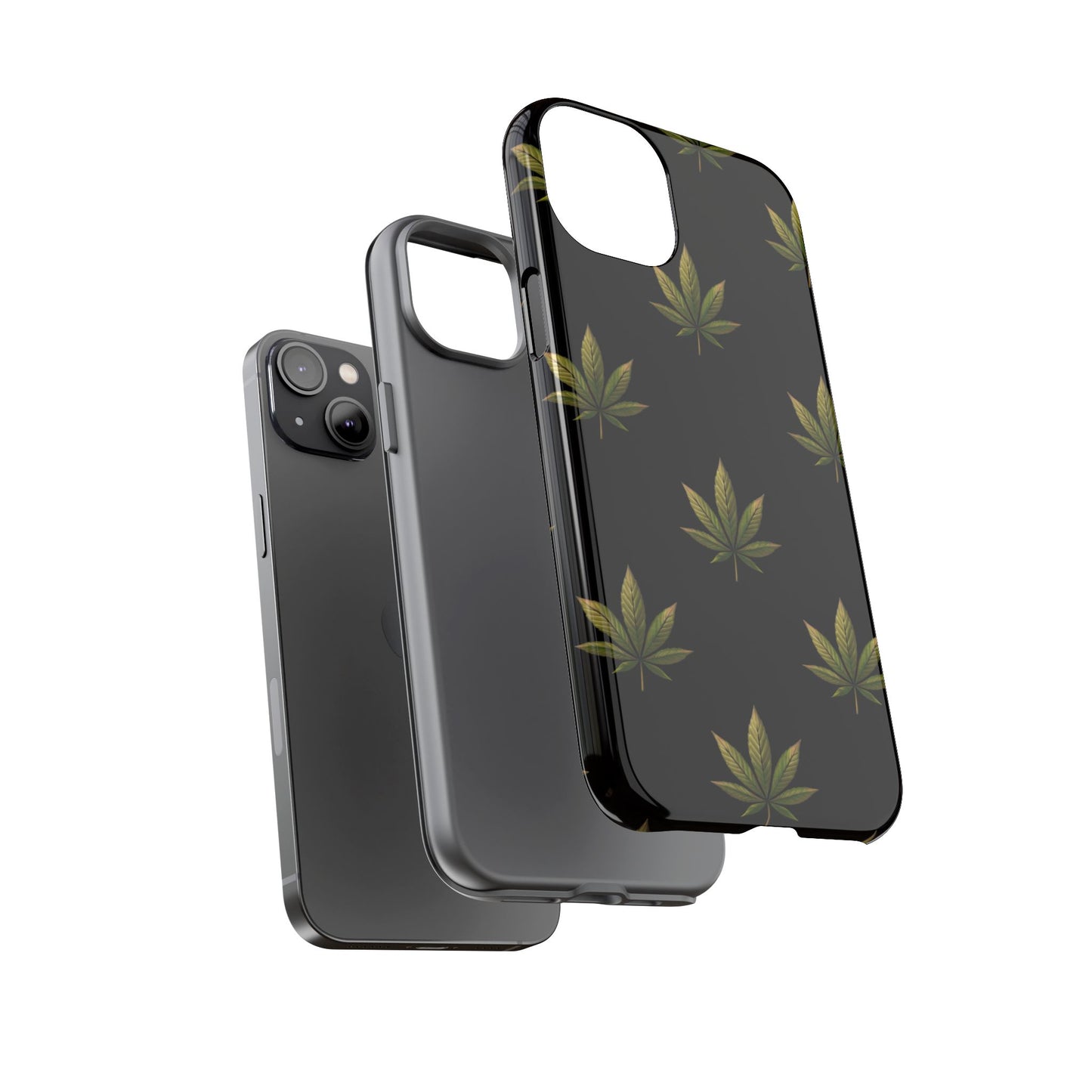 Cannabis Leaf Phone Case Green Weed Leaf Pattern Tough Protective Cover