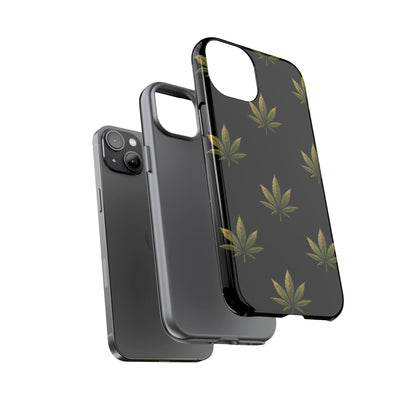 Cannabis Leaf Phone Case Green Weed Leaf Pattern Tough Protective Cover