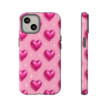 Pink Heart Pattern Phone Case | Tough Protective Case for Iphone, Samsung Galaxy and Pixel