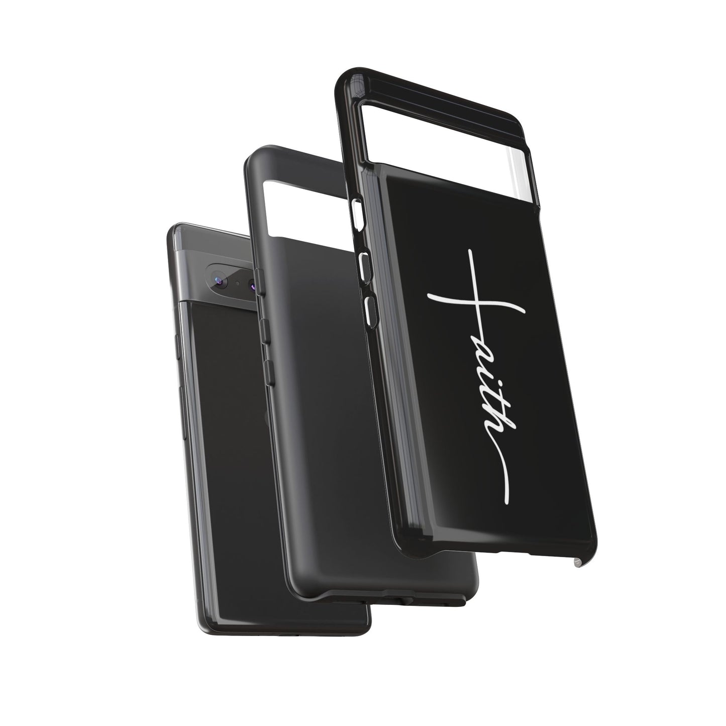 Faith Cross Phone Case, Christian Aesthetic Minimalist Black Matte Case, Religious Gift iPhone Samsung Cover
