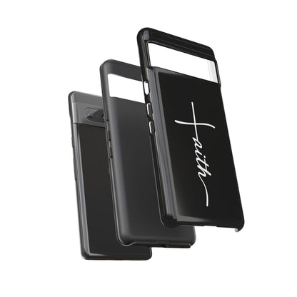 Faith Cross Phone Case, Christian Aesthetic Minimalist Black Matte Case, Religious Gift iPhone Samsung Cover