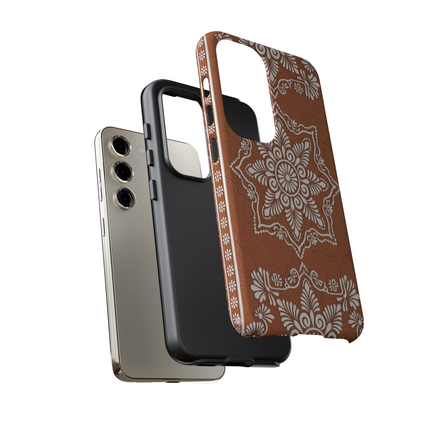 Talavera Terracotta Phone Case | Mexican Floral Pattern iPhone & Samsung Tough Case | Boho Clay Aesthetic Cover
