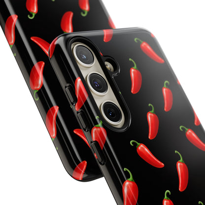 Spicy Chili Pepper Phone Case – Black Cute Hot Pepper Tough Cover for Iphone, Samsung Galaxy and Pixel
