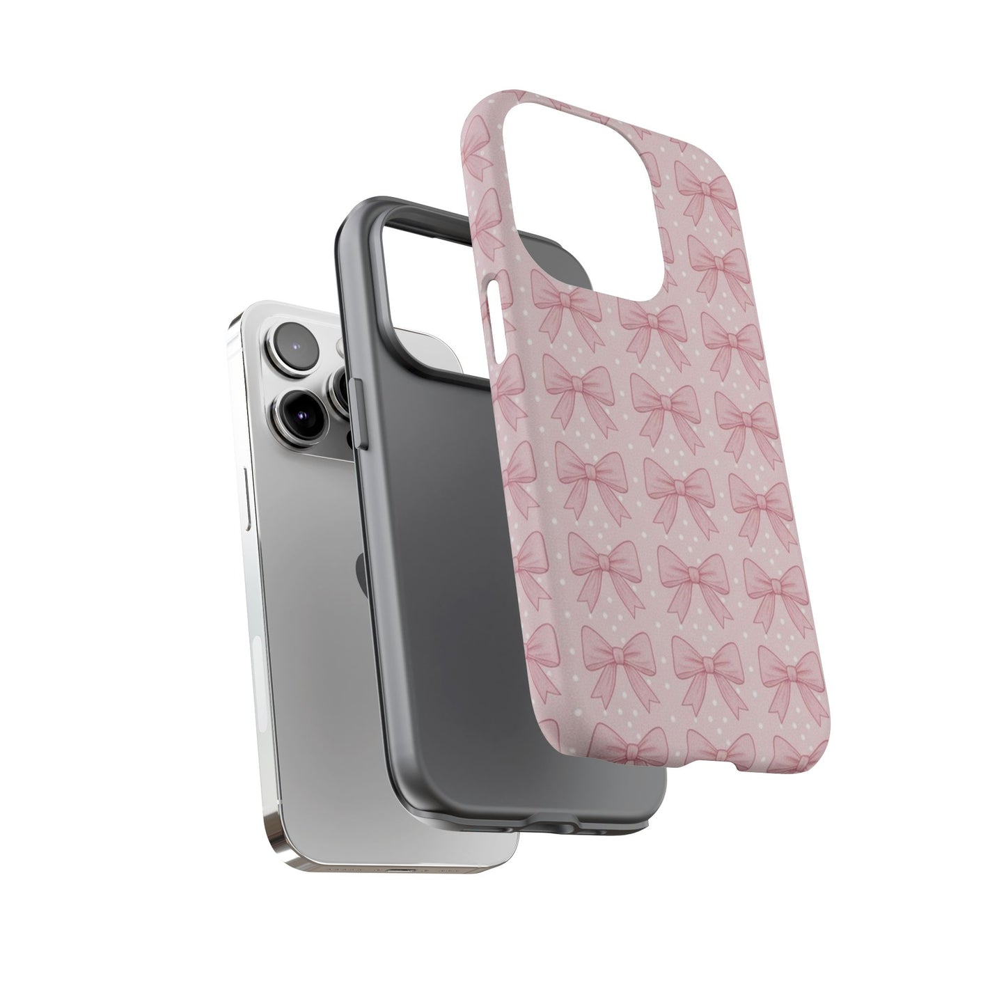 Pink Bow Pattern Phone Case – Soft Coquette Aesthetic Tough Case