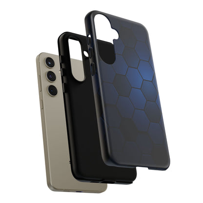 Blue Hexagon Gradient Phone Case | Honeycomb Geometric Tech Aesthetic | Minimalist Tough Case for iPhone & Samsung