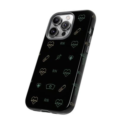 RN Nurse Phone Case – Minimal Medical Icon Pattern Healthcare Worker Tough Case
