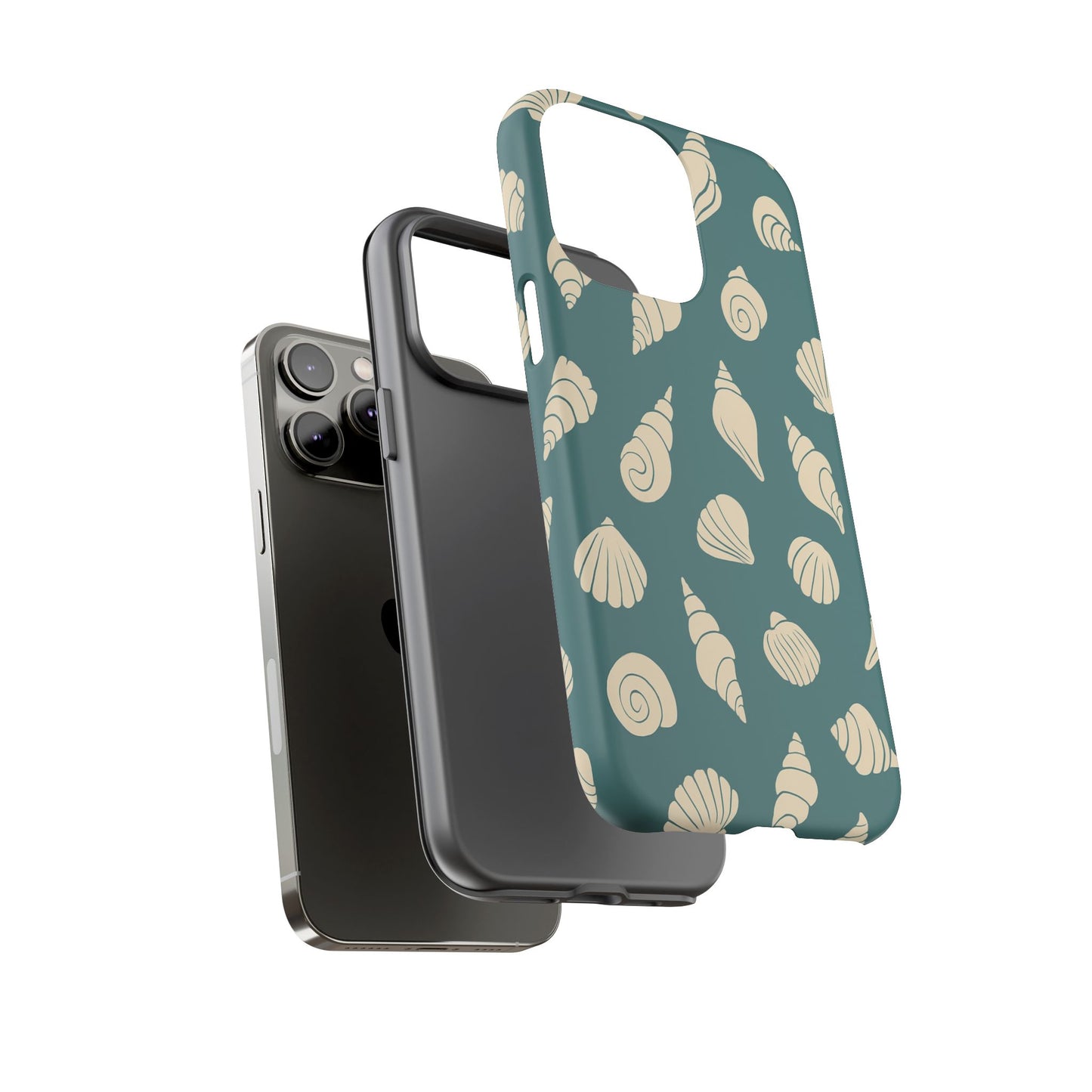 Seashell Pattern Phone Case | Teal Coastal Shells Tough Case for Iphone, Samsung Galaxy and Pixel