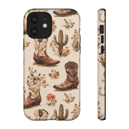 Cowboy Boots Western Phone Case Rustic Cowgirl Cactus Floral iPhone Samsung Pixel