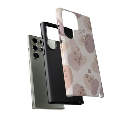 Blush Floral Phone Case Neutral Botanical Watercolor Tough Cover