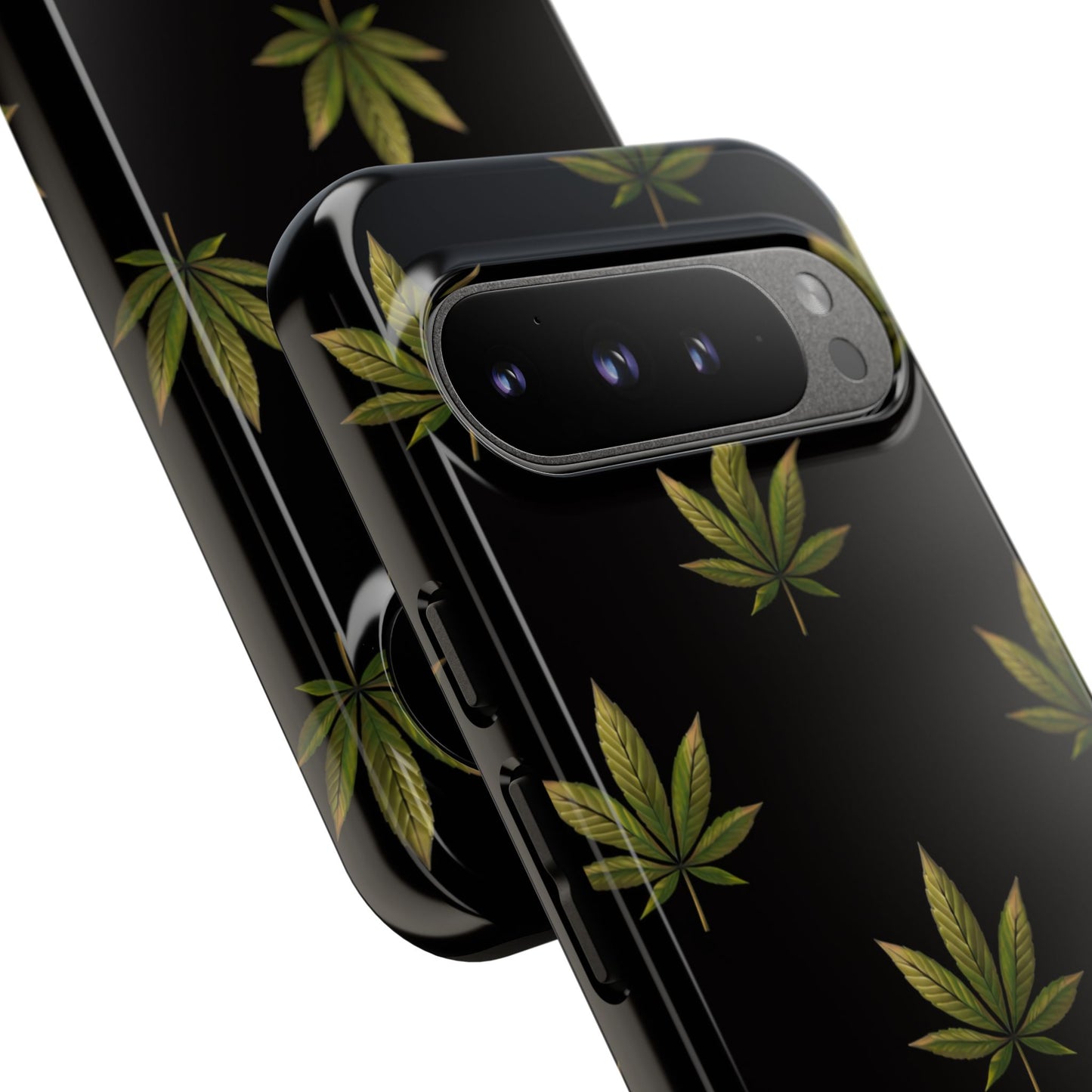 Cannabis Leaf Phone Case Green Weed Leaf Pattern Tough Protective Cover