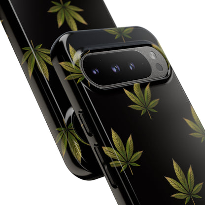 Cannabis Leaf Phone Case Green Weed Leaf Pattern Tough Protective Cover