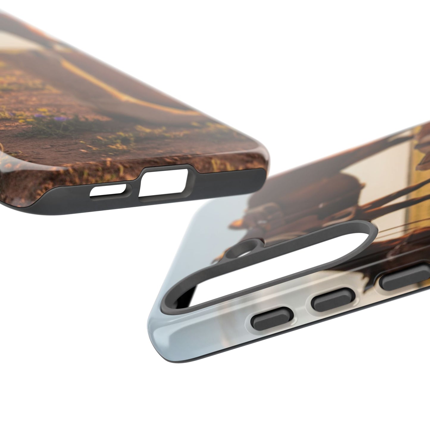 Western Cowboy Boots Phone Case – Rustic Horse Sunset Tough Case (iPhone, Samsung, Pixel)