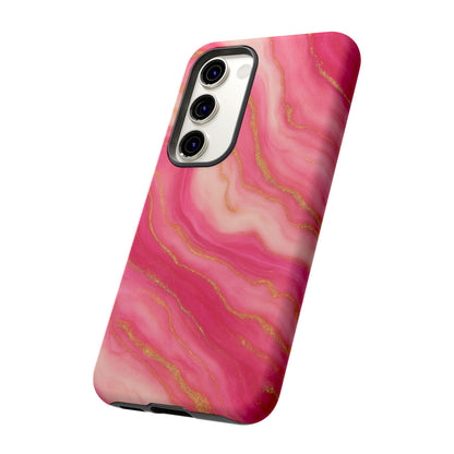 Pink Marble Phone Case | Rose Gold Swirl Aesthetic Tough Protective Case