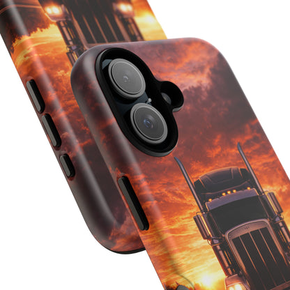 Big Rig Truck Phone Case Sunset Highway Semi Truck iPhone Samsung Cover