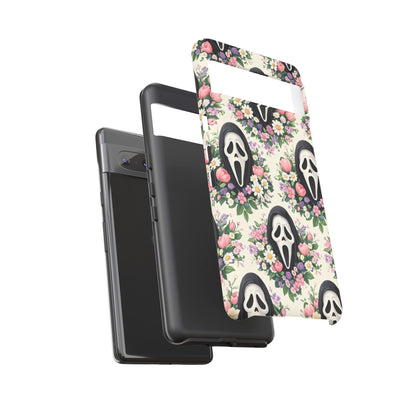 Floral Ghost Face Aesthetic Phone Case – Cute Spooky Tough Cover