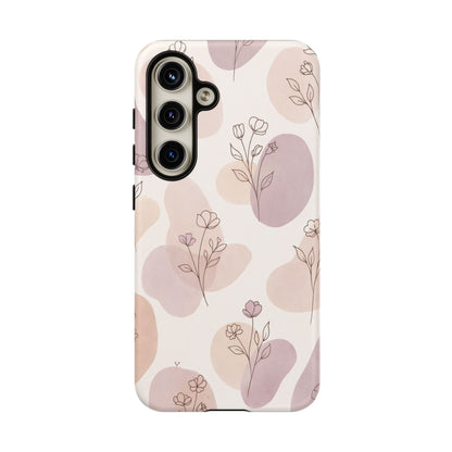 Blush Floral Phone Case Neutral Botanical Watercolor Tough Cover