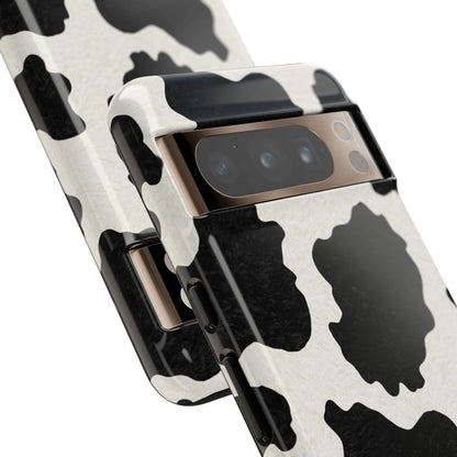 Black & White Cow Print Phone Case | Western Aesthetic iPhone & Samsung Tough Case