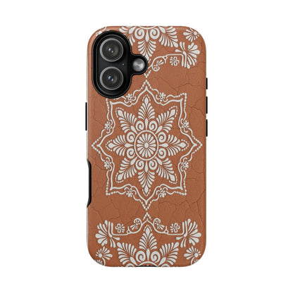 Talavera Terracotta Phone Case | Mexican Floral Pattern iPhone & Samsung Tough Case | Boho Clay Aesthetic Cover
