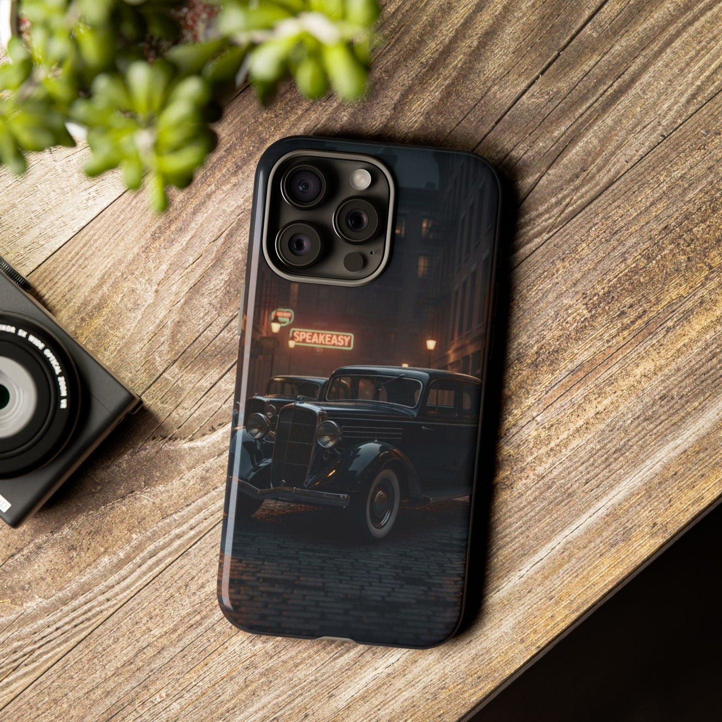 Vintage Classic Car Phone Case | Retro Noir Aesthetic | 1930s Street Scene Tough Case for iPhone & Samsung