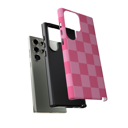 Pink Checkerboard Phone Case | Cute Aesthetic Checkered iPhone & Samsung Tough Case